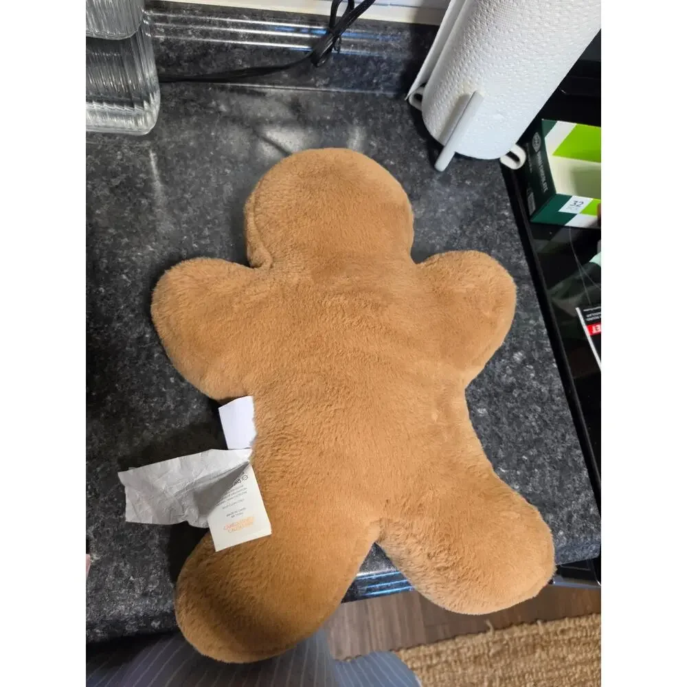 Martha Stewart Gingerbread Boy Brown Plush Pillow 18.5 x 12